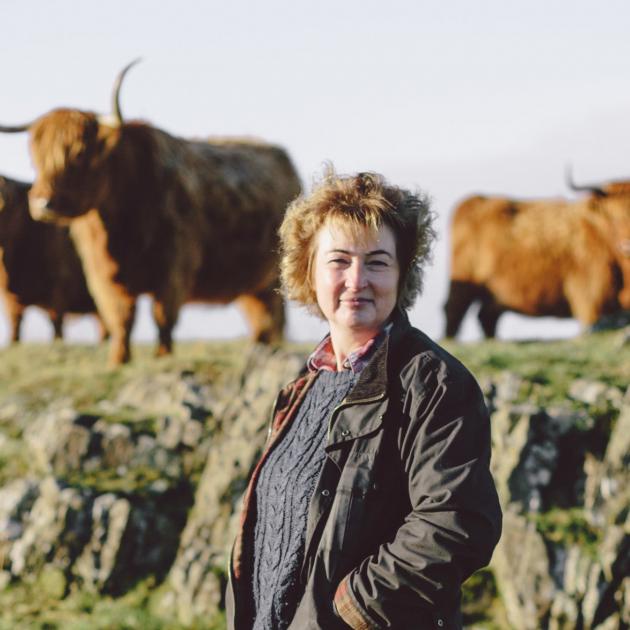 Janet with Highland cattle